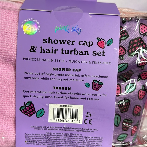 Pink Sky 2 pack Shower Cap and Hair Turban 💦🌸 - Picture 4 of 4